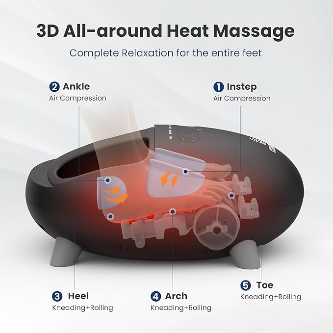 COMFIER Shiatsu Foot Massager with Heat for Plantar Fasciitis Neuropathy Deep Kneading Vibration Feet Massager for Mom Dad Men Women-Home Office Use