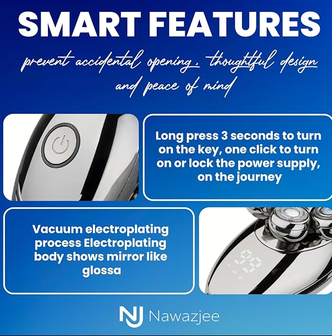 Head Shavers for Bald Men Electric Razor for Men 7D Floating Razor Rechargeable LED Display Head Shaver Face Body Ear Nose Trimmers Cordless Portable IPX7 Waterproof Wet Dry Shaving Grooming Kit