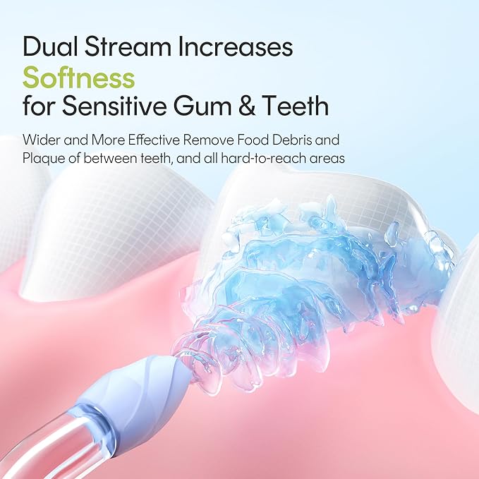 Water Flosser Portable for Travel - Mini Water Flosser with 3 Modes IPX7 Waterproof 360° Nozzles Cordless Water Dental Flosser for Teeth Cleaning Flossing for Adults Braces &amp Sensitive Gums