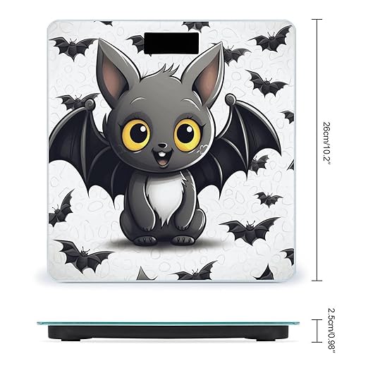 Cute Bat Bathroom Scale for Body Weight Bathroom Weighing Scale with Backlit LCD Display Highly Accurate Measures Weight Up to 180kg