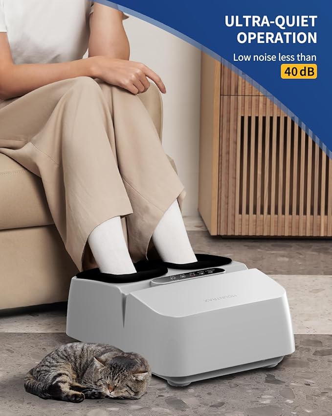 MOUNTRAX Foot Massager Machine with Heat Foot Massager for Plantar Fasciitis Neuropathy Pain Shiatsu Foot Massager with Remote Fits Feet Up to Men Size 13 (White)