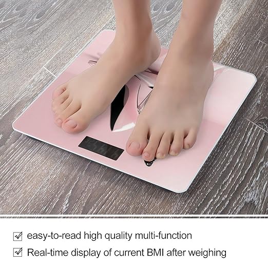 Smart Scale for Body Weight Automatic Switch Digital Bathroom Weighing Scale Elegant Pink High Heel Shoes Butterfly