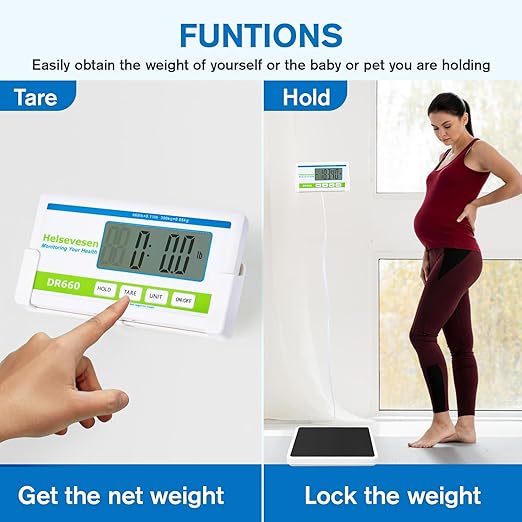 Helsevesen Professional Medical Bariatric Scale Digital Bathroom Scales Low-Profile Heavy Duty Bariatric Scale with Anti-Slip Rubber Mat (DR660W)