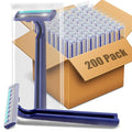 Disposable Razors Bulk for Men 200 Pack Homeless Supplies Bulk Twin Blade Mens Travel Supply Razor for Shaving Safety Beard Shavers for Camping Bathing Hotel (Blue)