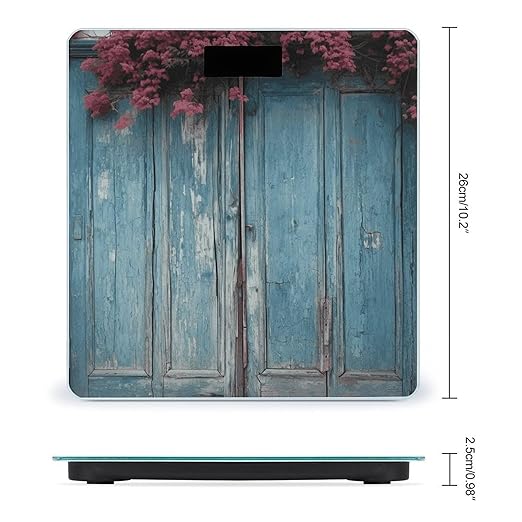 Vintage Blue Wood Scale with LCD Easy-to-Read Anti-Slip Weight Digital Bathroom Scale Precision Weighing Scales Sturdy Tempered Glass Body Weight Scales for Daily Use