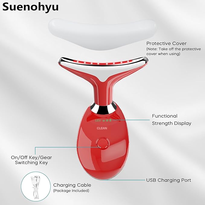 Facial Massager Portable Face Neck Massager Wand for Skin Care(Red)