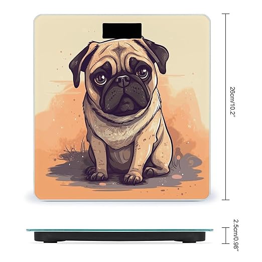 Pug Cartoon Scale for Body Weight Smart Scales Digital Bathroom Scale High Precision Weighing Scales with Large Display Weighing Machine for People
