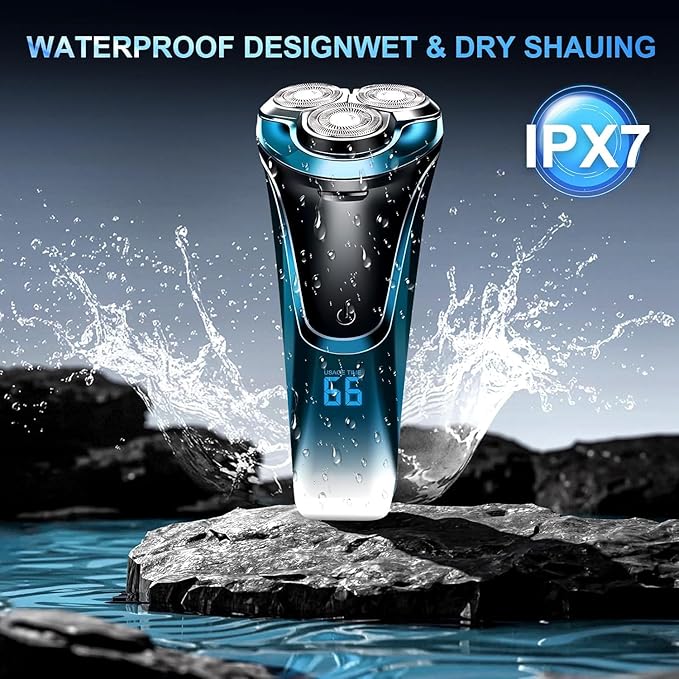 Snapbuy Electric Razor for Men Snapbuy Electric Razor Pro of Father 4D Floating Head Rotary Shaver2025 New Electri c Shaver with LCD Display &amp Quiet Motor IPX7 Waterproof (Blue)