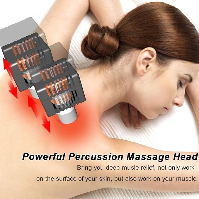 Heating Pad with Massager for Full Back and ShoulderLarge Massage Heated Wrap for Back Pain Relief12 Percussion Massaging Mode 3 in 1 Massage Electric Heating Pad (Massage + Heat + Weighted)