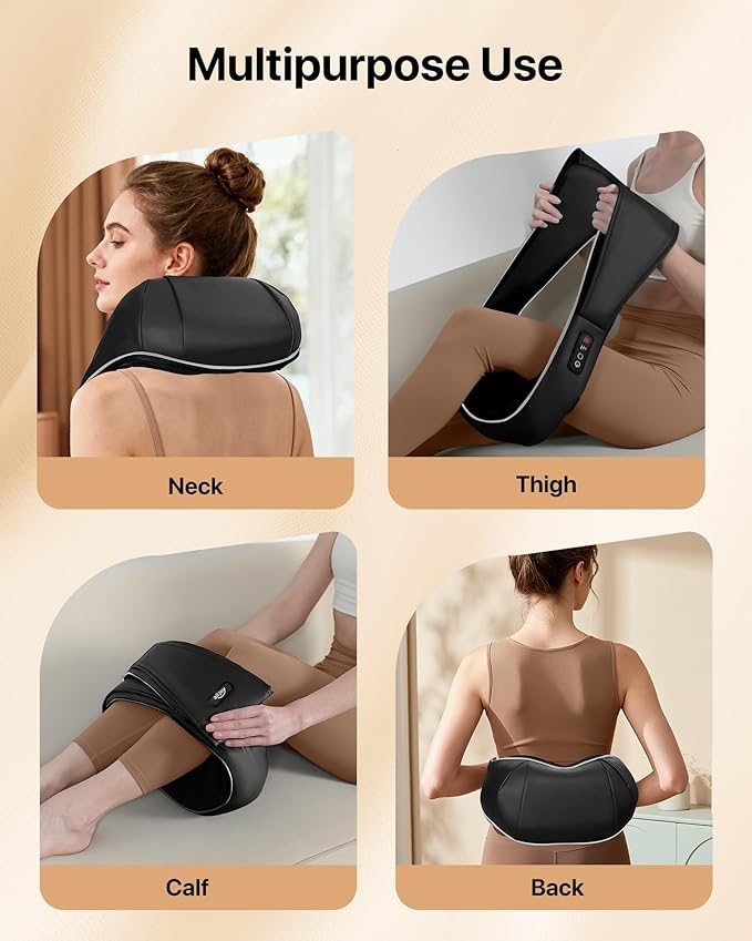 ALLJOY Shiatsu Neck and Back Massager with Heat Deep Tissue Kneading Electric Massager for Shoulder Lumbar and Leg Pain Relief Self-Care Wellness Gifts for Women Men Mom Dad