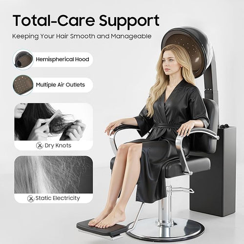 1200W Professional Bonnet Hooded Hair Dryers Hair Salon Steamer with Temperature Control and 60-Minute Timer Angle &amp Height Adjustable Dryer Hood for Home Salon Beauty (41.33inch Height)