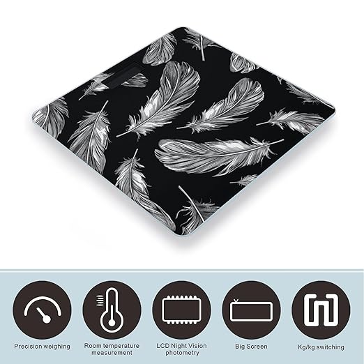 Digital Bathroom Scale for Body Weight Scale with Bright LCD Display High Accuracy Step-On Technology Auto On/Off Line Style Feather Digital Scales 400 Lbs /180kg