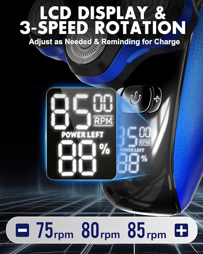 Head Shavers for Bald Men - Magnetic 7D Detachable Head Shaver 100% Waterproof Wet Dry Rechargeable Cordless Electric Razor Rotary Shavers with LED Display Fast Charging