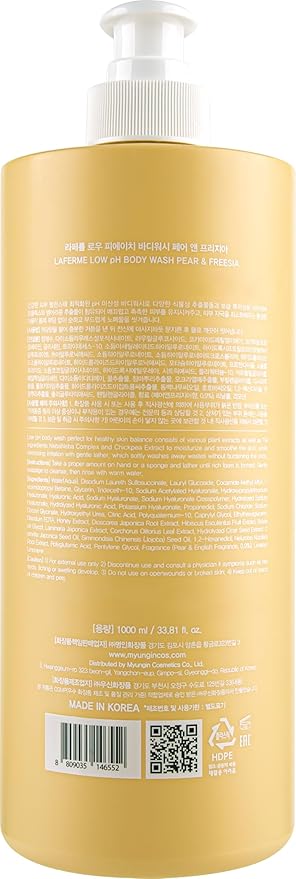 laferme Low pH balanced Gentle Korean Body Wash with Natural &amp Organic Ingredients Hypoallergenic for Sensitive Skin Moisturizing &amp Hydrating for Dry Skin For Women &amp Men 33 Fl Oz Pea