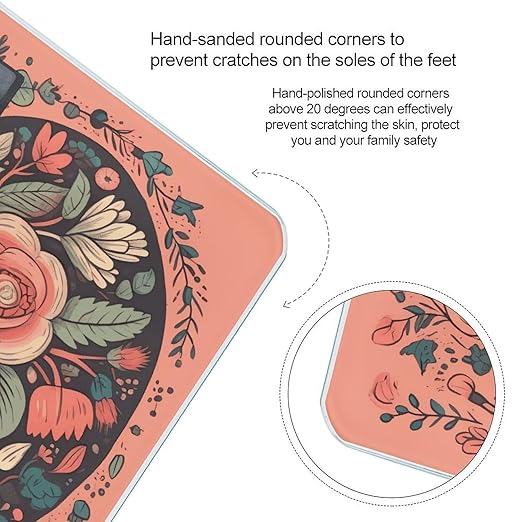 Heart with Flowers Scale for Body Weight Anti-Slip Tempered Glass Digital Bathroom Scales Clear LCD Display Weighing Scale Safe Rounded Corners Smart Scales