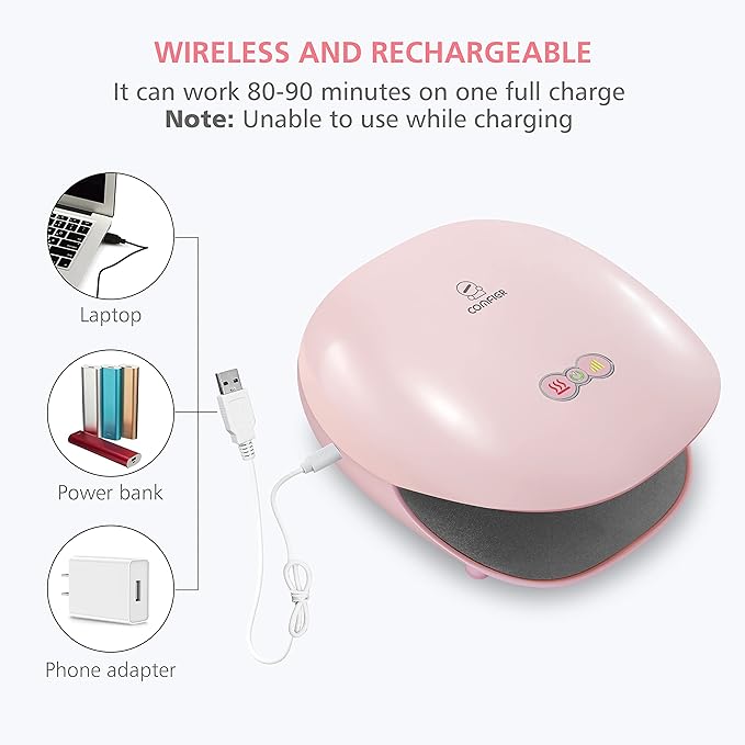 COMFIER Wireless Hand Massager with Heat -3 Levels Compression &amp HeatingRechargeable Hand Massager Machine for Carpal TunnelIdeal Gifts for Women (Petal Pink)