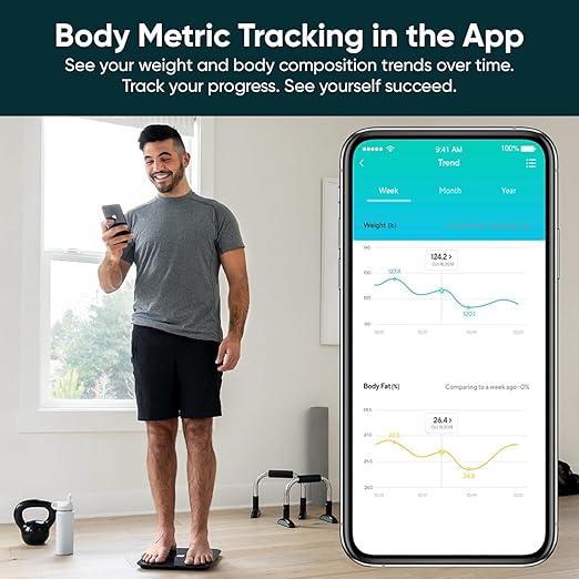 Wyze Smart Scale Scale for Body Weight Digital Bathroom Scale for Body Fat BMI and Heart Rate Body Composition Analyzer with App Batteries Included Bluetooth 400 lb Black