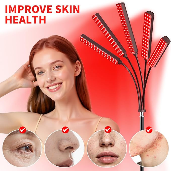 Red Light Therapy for Body Face Infrared Light Therapy for Body with 660nm &amp 850nm Near Infrared LED Red Light Therapy 5 Heads Light at Home Idea Gift for Women Wife Mom Sister Girlfriend (Black)