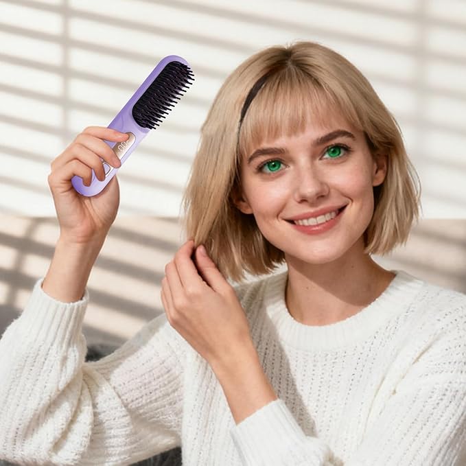 Cordless Hair Straightener – 3 Temps LED Portable Styling Tool Pink Purple 18.5x4cm ABS Cermet Build 2600mAh 220V | Travel Salon Women Girls Party Business Outdoor Curling Accessory