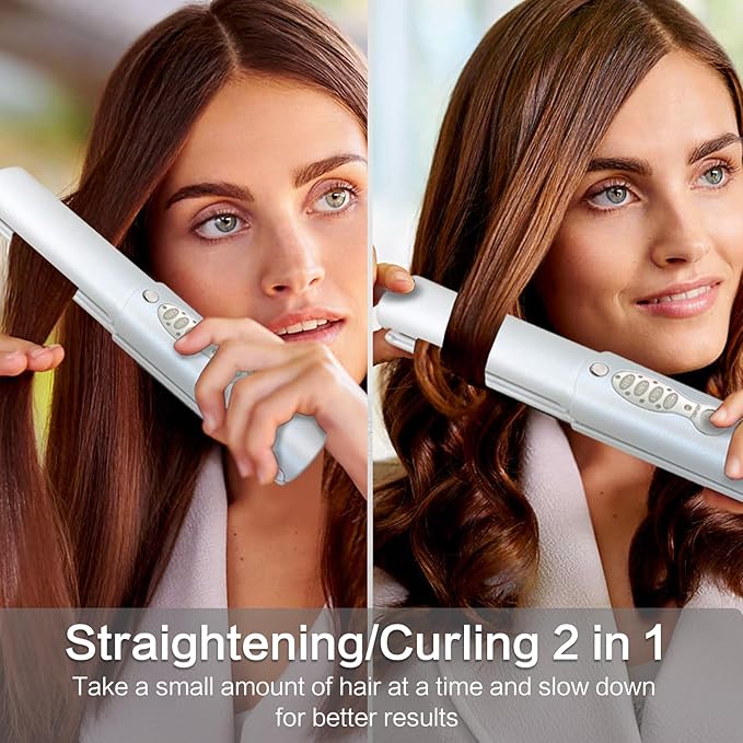 Cordless Hair Straighteners - 5000 mAh Portable Flat Iron Travel Wireless Hair Straightener 2 in 1 with Max. 210℃/410℉ Heats Up in Seconds for Thin-Long &amp Short Hair