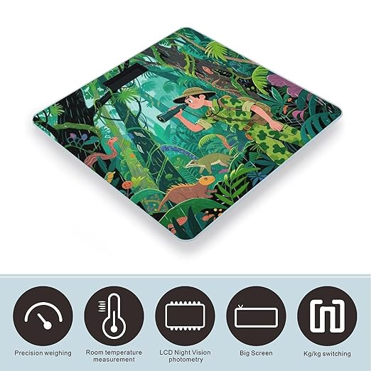Tropical Rainforest Bathroom Scale for Body Weight Bathroom Digital Electronic Weighing Scale with Back Lit LED Display Sturdy Tempered Glass Weight Watchers Scales 400lb