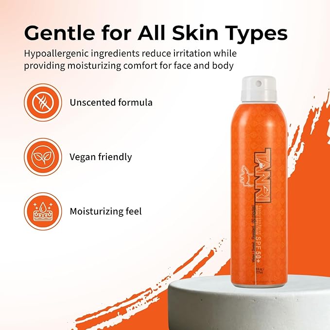 Tanri Sunscreen SPF 50+ Spray for Face &amp Body | Hawaii 104 Reef Act Compliant | Made in USA | Reef Safe Sunscreen Travel Size | Broad Spectrum UVA/UVB | Hydrating Water Resistant | 6 fl oz (3-Pac