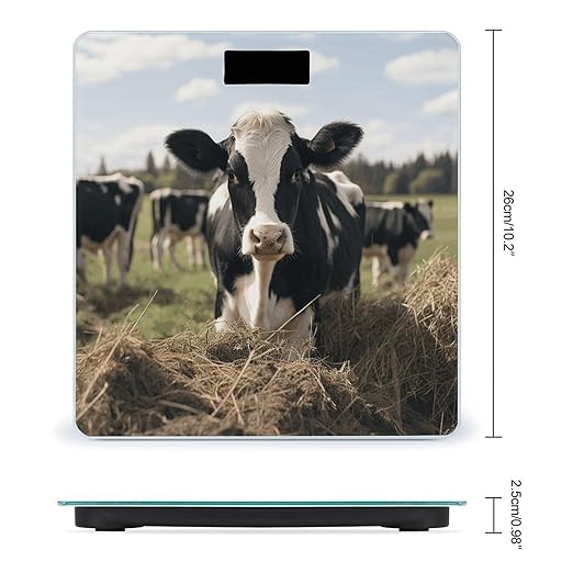 Cute Cows Digital Bathroom Scale for Body Weight Weighing Scale with Backlit LCD Display High Precision Measurements &amp Measures Weight Up to 180kg