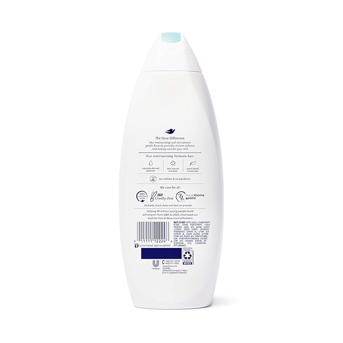 Dove Sulfate Free and Hypoallergenic Sensitive Skin Body Wash 22 Fl Oz (Pack of 4)