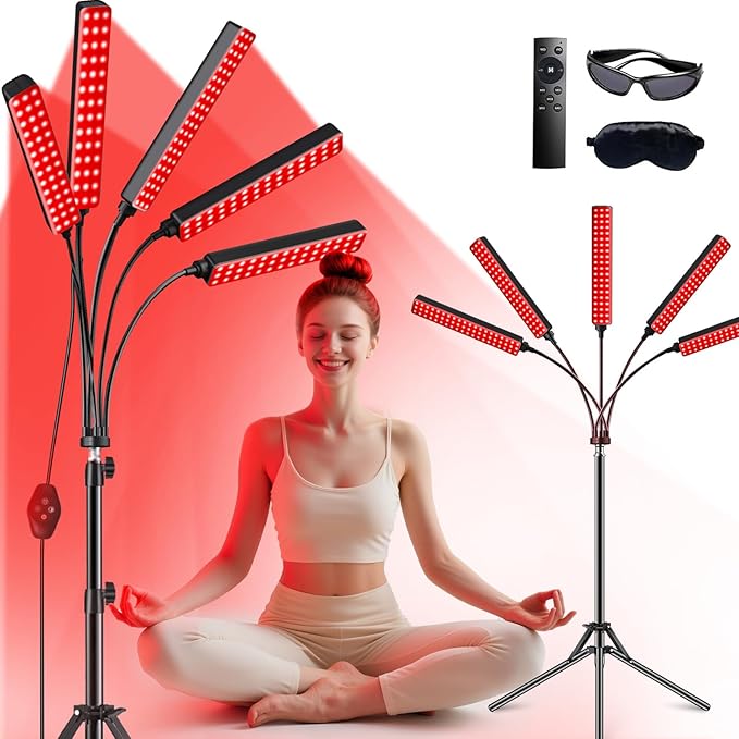 Red Light Therapy for Body Face Infrared Light Therapy for Body with 660nm &amp 850nm Near Infrared LED Red Light Therapy 5 Heads Light at Home Idea Gift for Women Wife Mom Sister Girlfriend (Black)