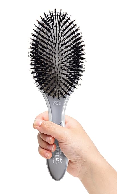 Olivia Garden Ceramic + Ion Supreme Styler Cushion Paddle Brush - Boar &amp Ionic for Shine Frizz Control &amp Smoother Hair