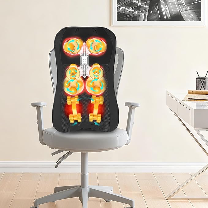 Back and Neck Massager for Pain Relief Deep Tissue Up and Down Rolling Back Massager with Heat 3D Kneading Massage for Office Home Car for Women Men Mom Dad