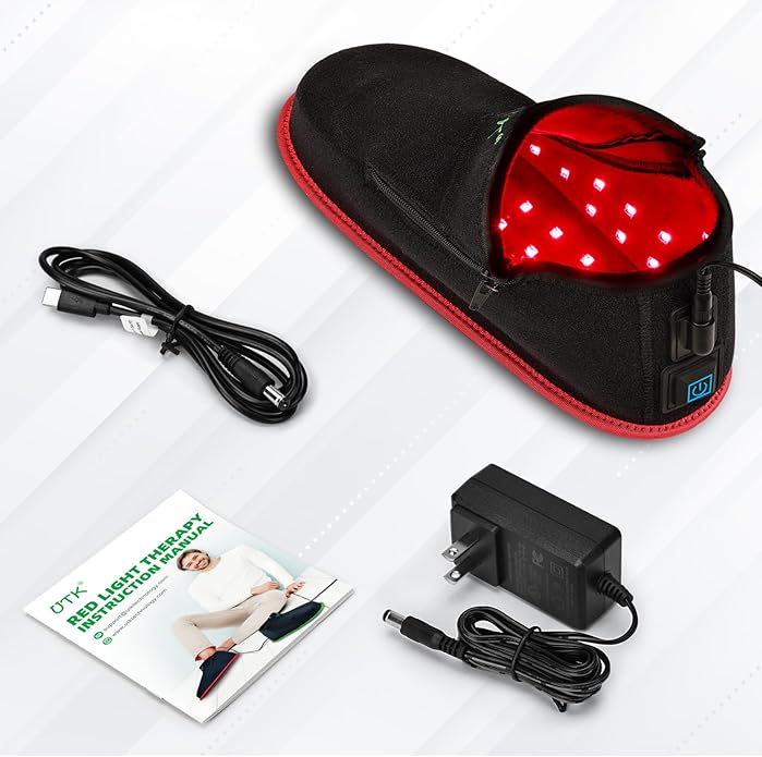 UTK Red Light Therapy for Feet &amp Ankle 660nm Red Light &amp 850nm Infrared Light Shoe Full Wrapped Boots for Foot Heel and Ankle Pain Relief 20Min Auto Off Pulse Mode One Size Fits All(1 Pa