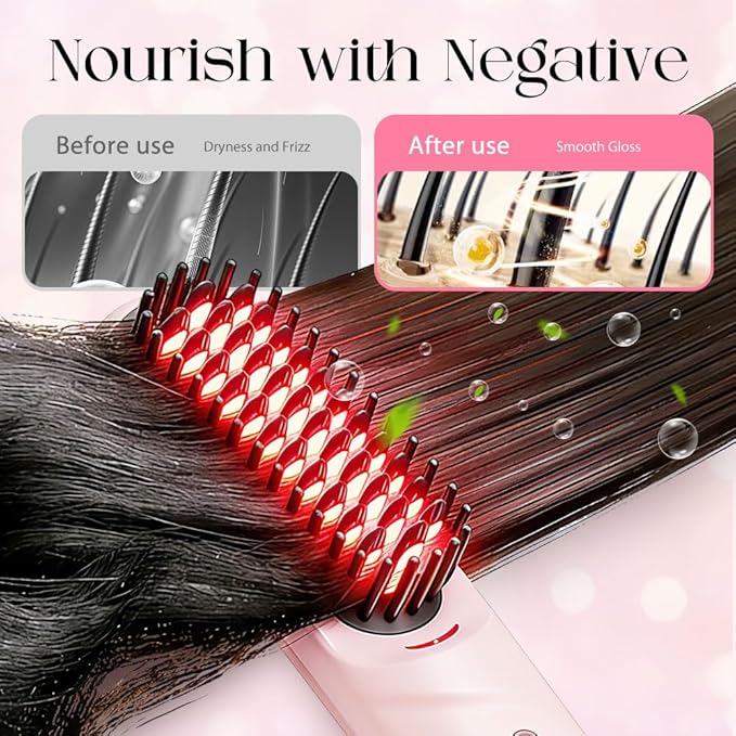 Go Brush - Pro for Short Hair 2026 New Cordless Straightening Brush with 4 Temperature Settings Portable Straightener Brushs for Travel Rechargeable Hair Straightener for Daily Use (Black)