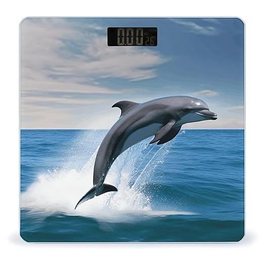 Jumping Up Dolphins Weight Scale for Body Weight Digital Bathroom Scale High Capacity Accurate Digital Weighing Scales and Easy-to-Read on Backlit LCD Display Scales