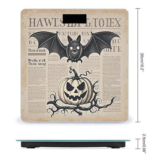 Bat Art Bathroom Scale for Body Weight Bathroom Weighing Scales with Back Lit LED Display Sturdy Tempered Glass Body Weight Bathroom Scale 400lb Weighing