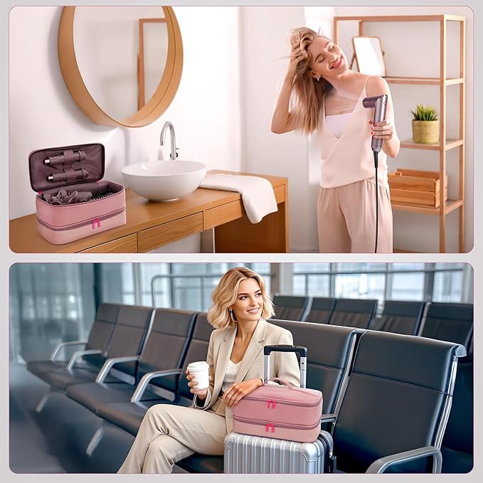 Adworte Travel Hair Dryer Case for Shark FlexFusion Portable Hair Tools Bag Double-Layer Storage Carrying Case for Shark FlexStyle Blow Dryer FlexFusion &amp Fusion Air Straightener Attachments Ho