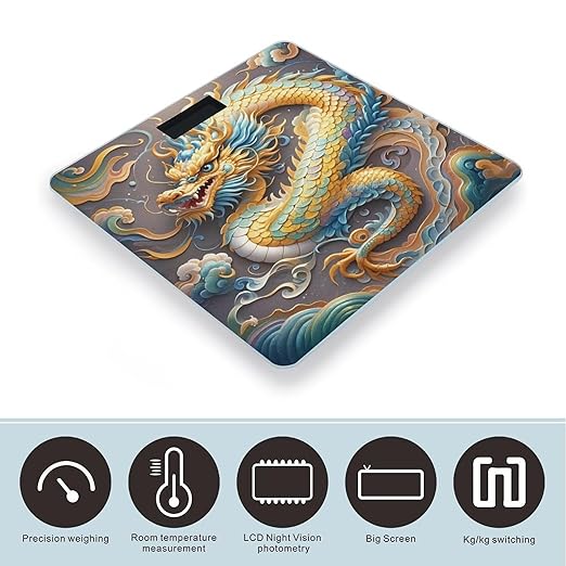 Dragon Art Scale for Body Weight Smart Scales Digital Bathroom Scale High Precision Weighing Scales with Large Display Weighing Machine for People
