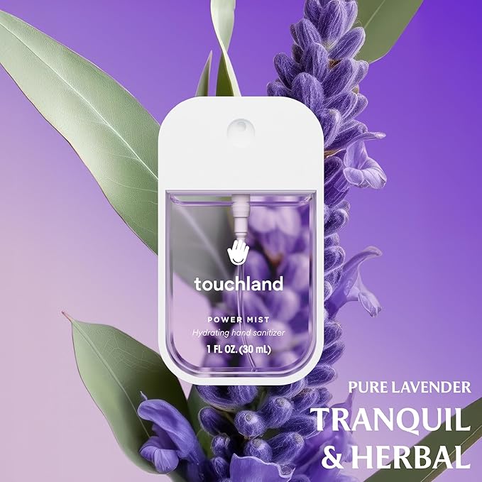 Touchland Hydrating Hand Sanitizer Spray – Blossom Trio Set (Pure Lavender Vanilla Blossom Rainwater) – 3 x 1 FL OZ Travel Size Mists