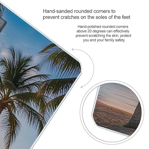Sunset Palm Tree Scale for Body Weight Digital Bathroom Scale Toughened Glass High Precision Scales for Body Weight with Large LCD Backlight Display Weight Scales