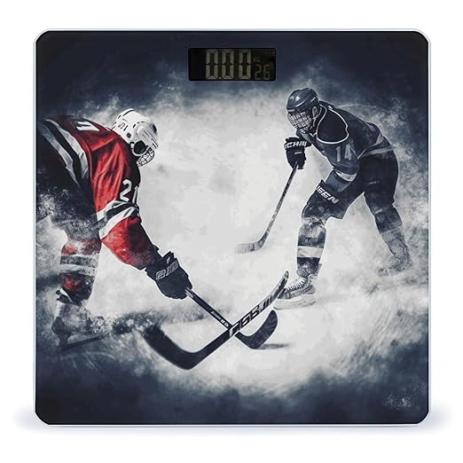 Digital Bathroom Scale for Body Weight Scale with Bright LCD Display High Accuracy Step-On Technology Auto On/Off Ice Hockey Art Digital Scales 400 Lbs /180kg