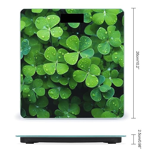 Many Green Clover Scale for Body Weight Precision Bathroom Weighing Scales with Back Lit LCD Display Sturdy Tempered Glass Body Weight Scales Digital Bathroom Scale 400lb