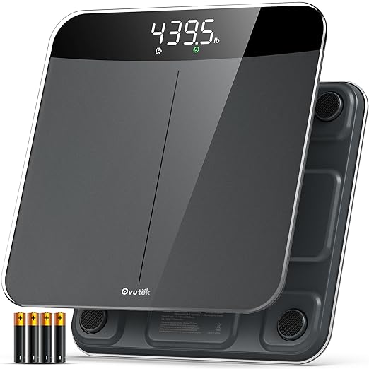 Ovutek Bathroom Scales Digital Weight Topnotch Quality 450lb Weight Scale Most Accurate to 0.05lb Automatic Weighing Scale for Body Weight Baby Pet Larger LED Sturdy and Durable Base Machine