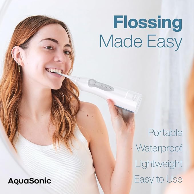 AquaSonic Water Flosser - Cordless Rechargeable Water Flossers for Teeth Cleaning - Waterproof Aqua Flosser Portable Oral Irrigator for Dental Cleaning with 5 Jet Tips – Braces Home Travel.