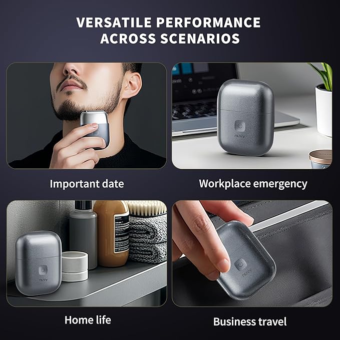 Professional Cordless Electric Shaver for Men - Fast Charging Wet/Dry Mini Travel Razor with Floating Heads Precision Beard Trimmer IPX7 Waterproof for Shower Use