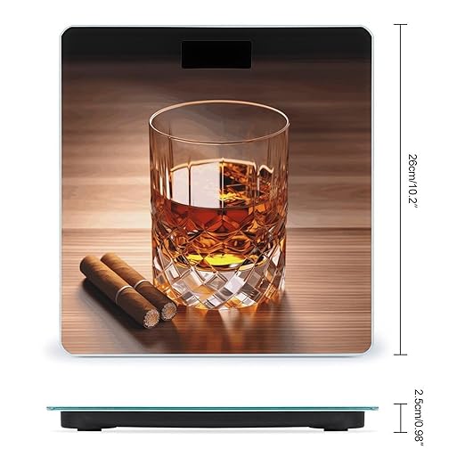 Brown Liquor in Cup Scale for Body Weight Safe Rounded Corners Tempered Glass Digital Bathroom Scale LED Display 400lb Capacity Weight Scales with High Precision Sensors