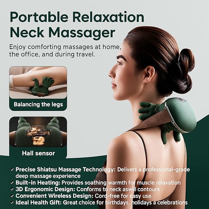 N7 Master Hand Shoulder and Neck Massager Cervical MassagerSiasoo Neck Massager Shoulder Pro3D Ergonomic Design for Relief &amp Relaxation Cordless Back Massager for Home Office (1pcs)