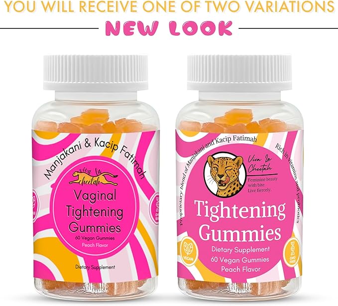 Vaginal Tightening Gummies 2 Month Supply V Tight 60 Vegan Tightener Gummy Vitamins Natural Tightening Pills for Tighter Vag pH Balance Vaginal Health (Peach)
