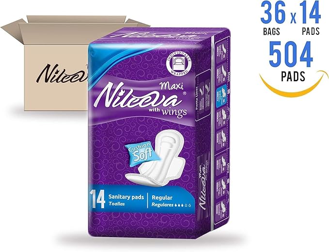 Care Maxi Sanitary Napkins with Wings – Ultra Soft Super Absorbency &amp Individually Wrapped Super Value Bulk Pack (14 Pads/Pack X 36 Packs = 504 Pads)