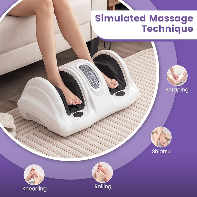 Giantex Shiatsu Foot Massager Machine for Feet Leg Calf Ankle Relieve Pain Spa Gift Deep Kneading Rolling Massage Electric Shiatsu Feet Massager w/Remote 4 Modes White