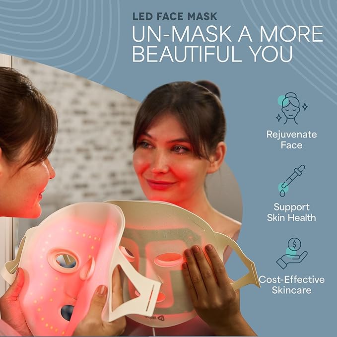 LifePro Red Light Therapy Mask –Revitaglow Infrared Red Light Therapy For Face and Neck - LED Mask with 3 to 4 Modes – 2000mAh Battery &amp Auto-Timer - For Daily Skin Wellness and Comfort